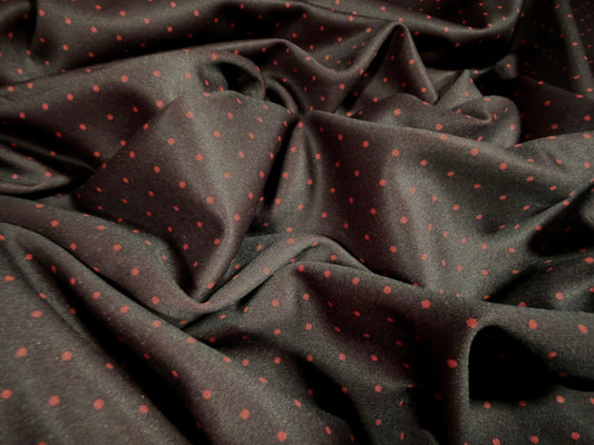 Scuba stretch spandex double jersey fabric, per metre - spot print - darkest purple & red