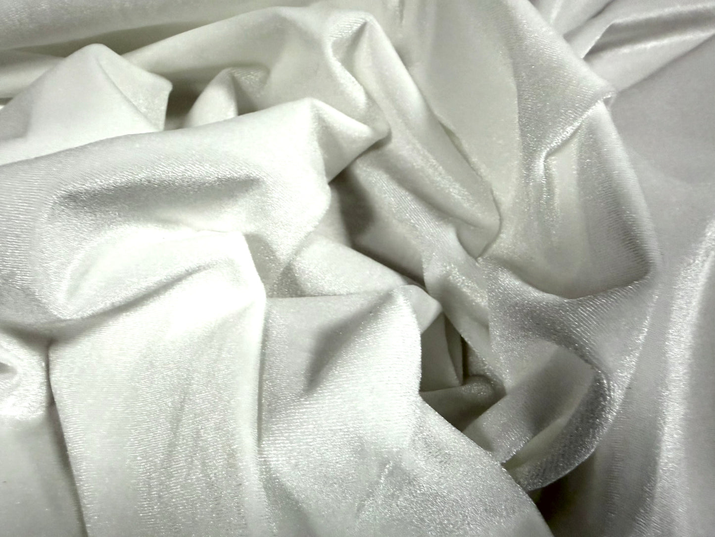 Spandex velvet stretch dress fabric, per metre - plain - pure white