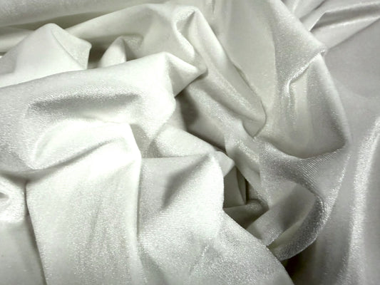 Spandex velvet stretch dress fabric, per metre - plain - pure white
