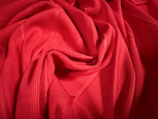 Bandage rib stretch spandex bodycon jersey fabric, per metre - plain - coral