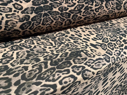 Power mesh net sheer stretch spandex fabric, per metre - leopardskin animal print - blush