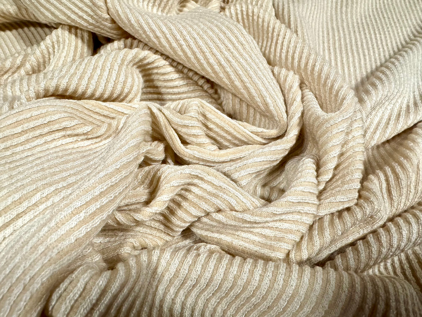 Powder touch rib stretch spandex jersey fabric, per metre - plain - cream