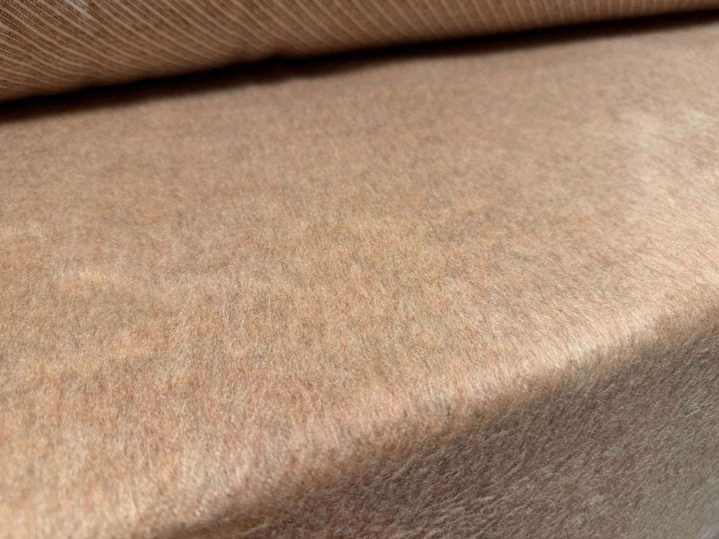 Wool faux fur fabric, per metre - plain - nude