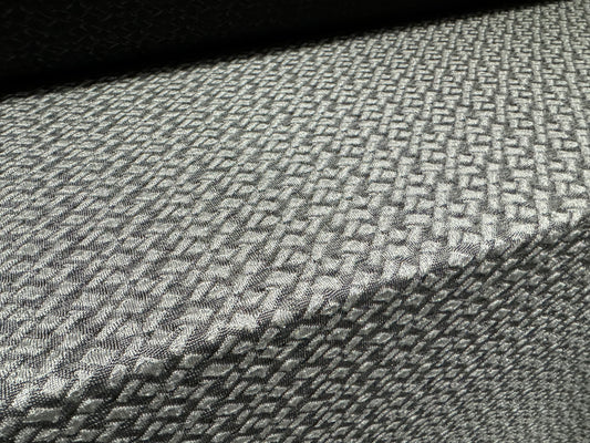 Stretch double jersey fashion fabric, per metre - stylised checker plate jacquard - silver grey