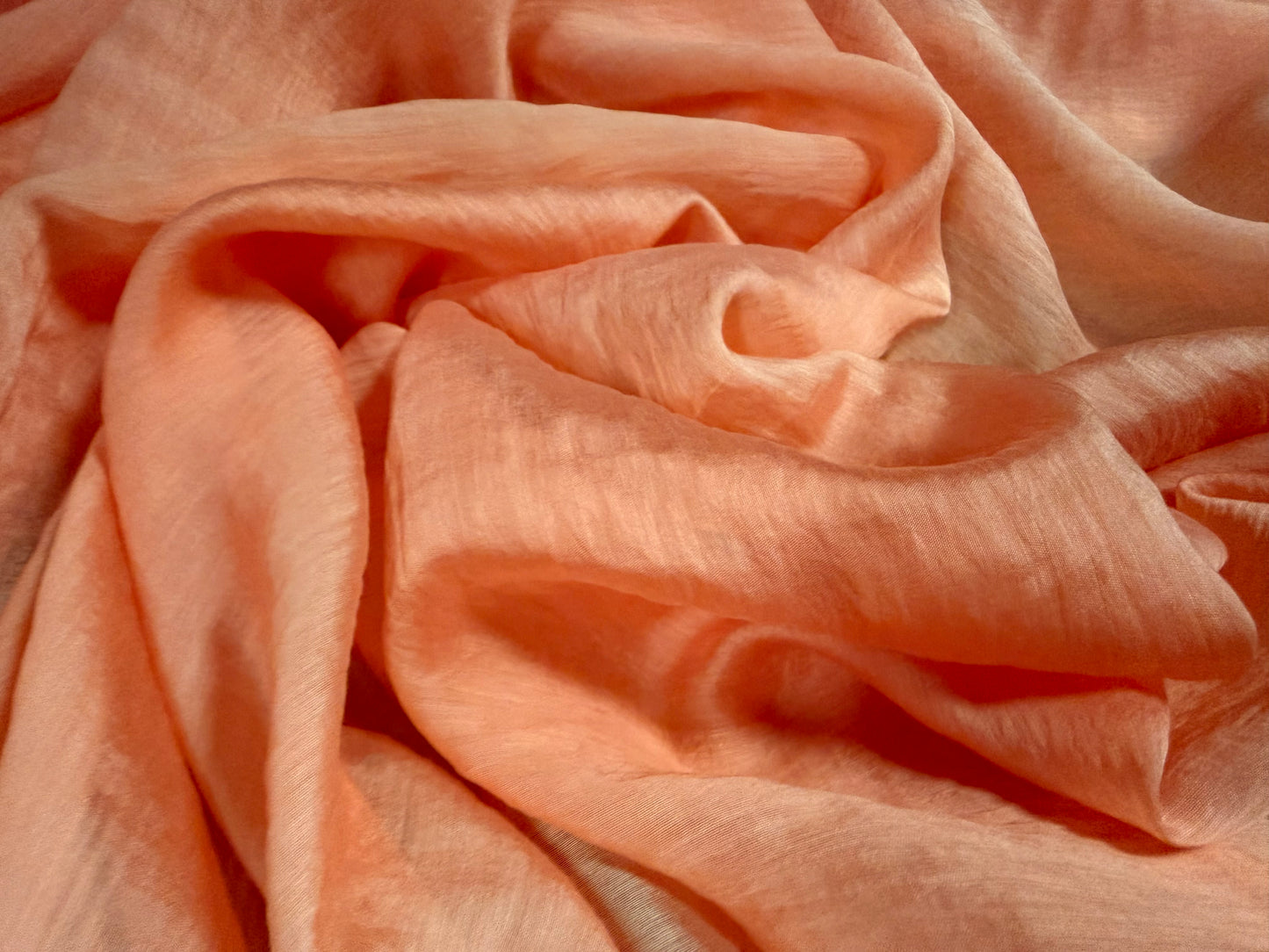 Lightweight crinkle voile fabric, per metre - plain - orange peach