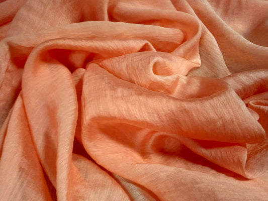 Lightweight crinkle voile fabric, per metre - plain - orange peach