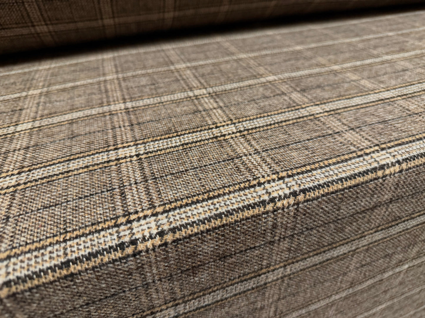 Wool flannel fabric, per metre - plaid - brown stone & grey