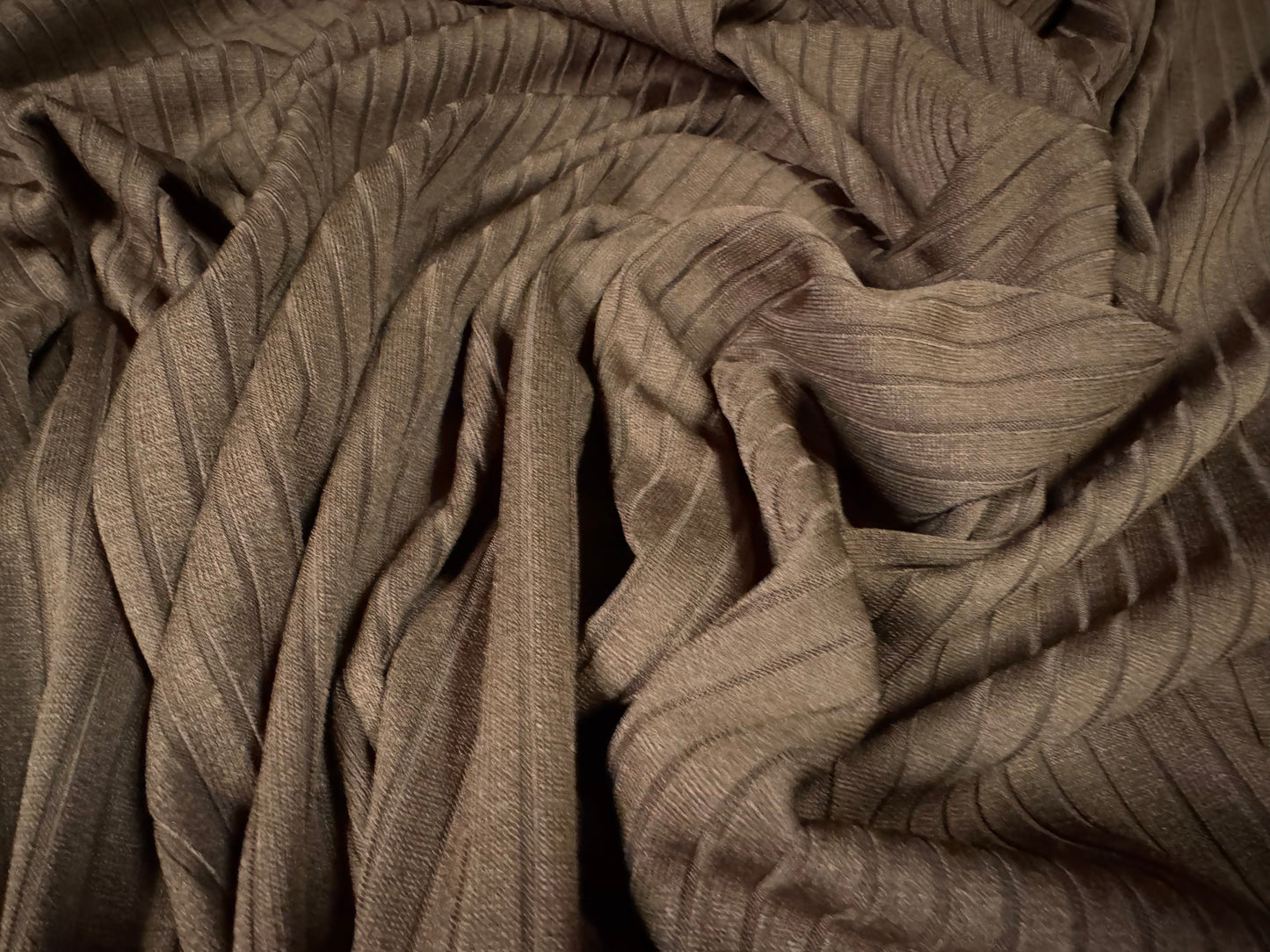 Stretch spandex rib jersey fabric, per metre - plain - mocha brown