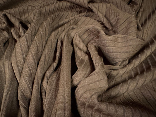 Stretch spandex rib jersey fabric, per metre - plain - mocha brown