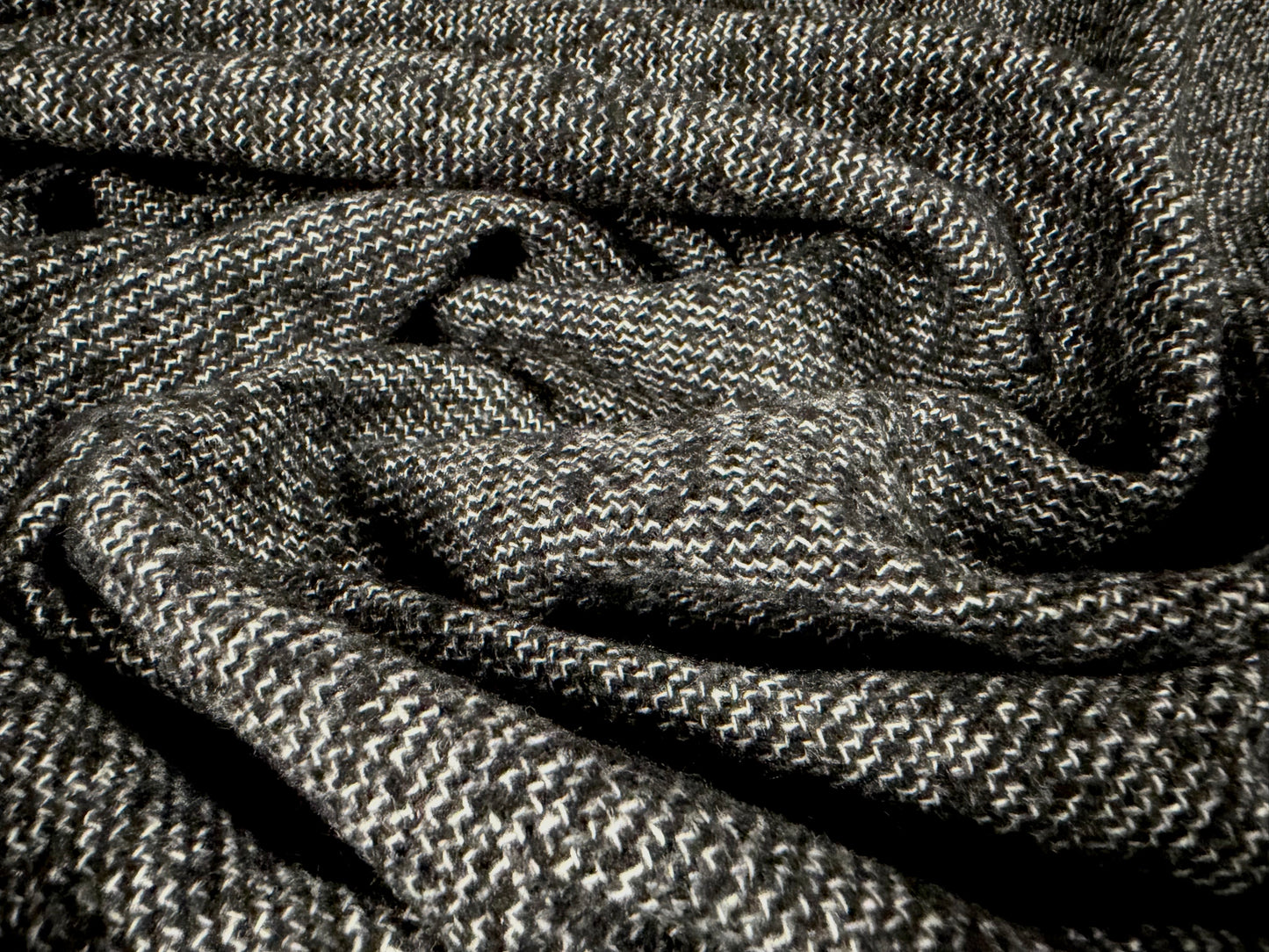 Wool bouclé fabric, per metre - salt and pepper - dark grey