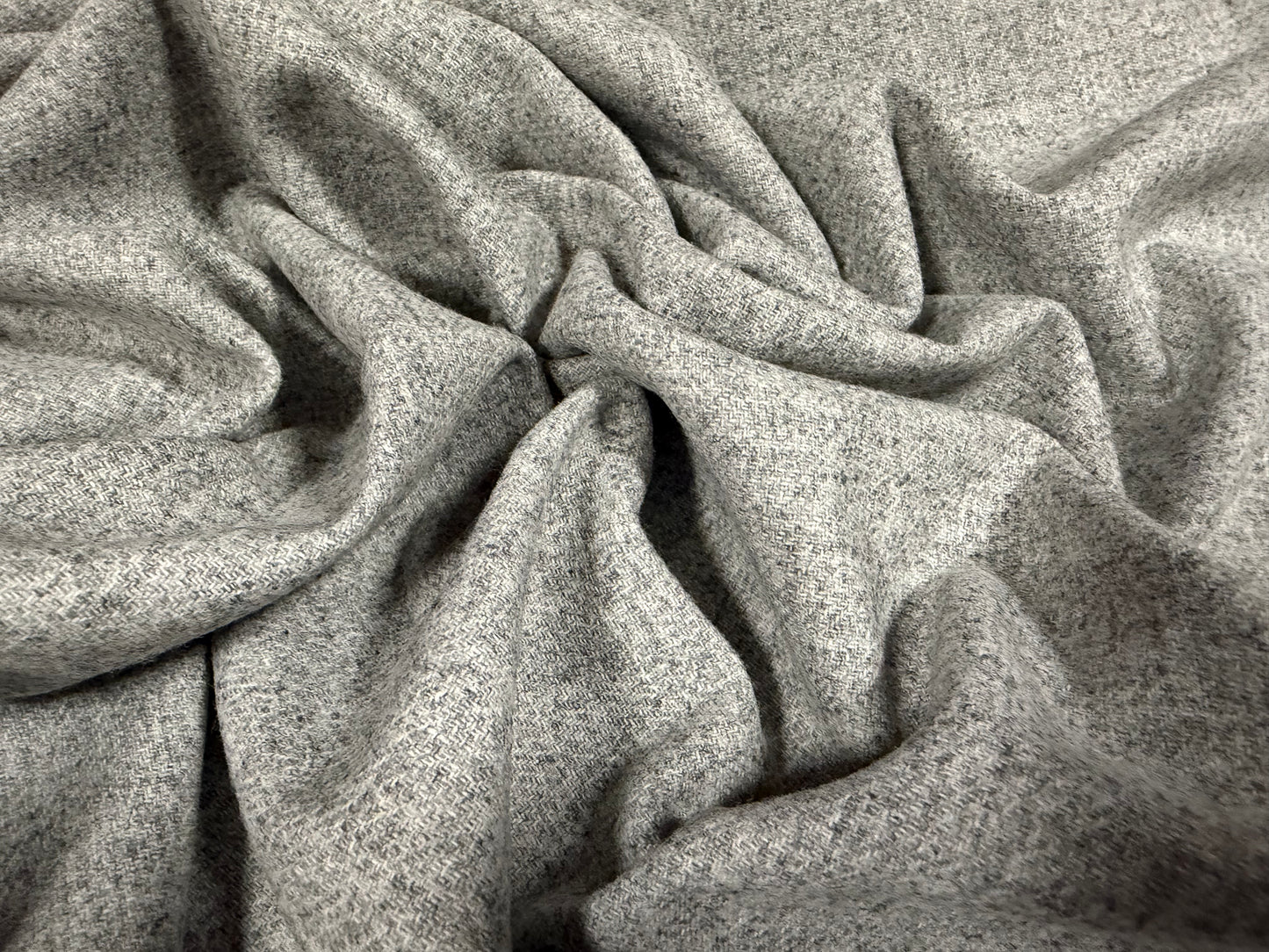 Soft wool hopsack fabric, per metre - plain - light grey