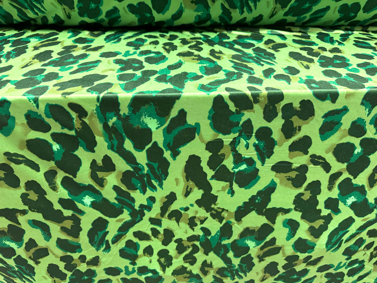 Swimwear stretch spandex jersey fabric, per metre - funky leopard print - green