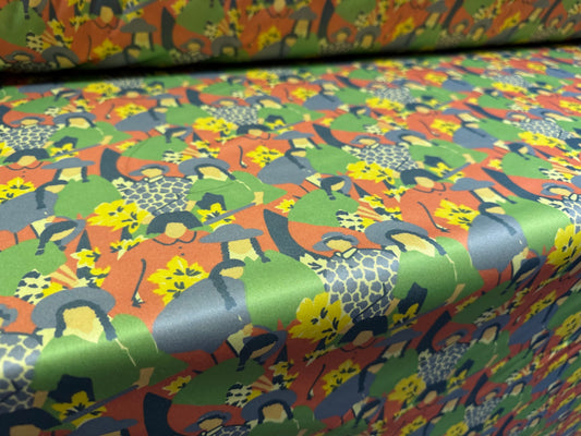 Single jersey fashion fabric, per metre - women and flowers print - multicolour
