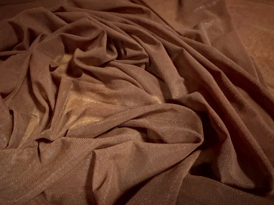 Power mesh net stretch spandex fabric, per metre - plain - cocoa