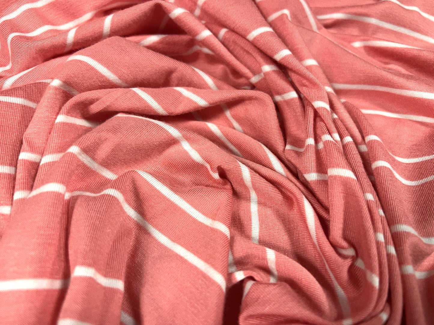 Viscose spandex stretch single jersey fabric, per metre - tramline stripe - pink