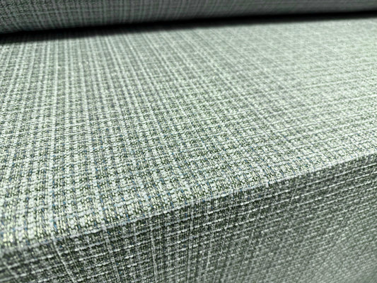 Metallic wool tweed fabric, per metre - check - aqua & silver