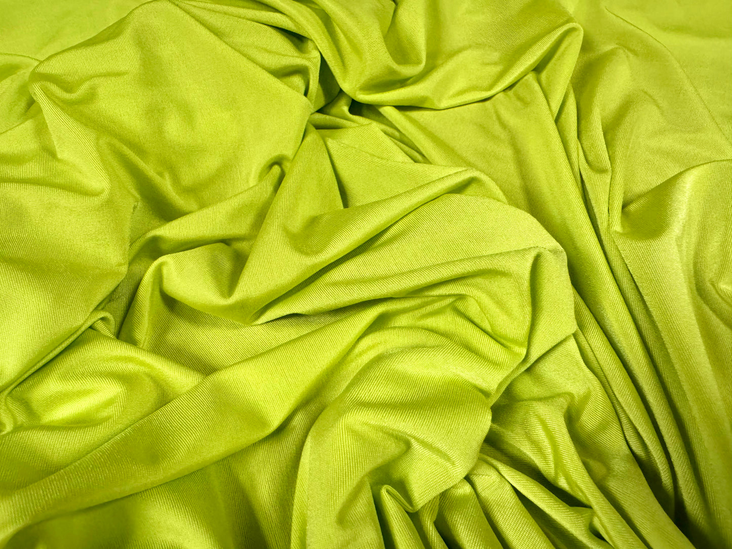 Soft touch spandex stretch jersey dress fabric, per metre - plain - lime