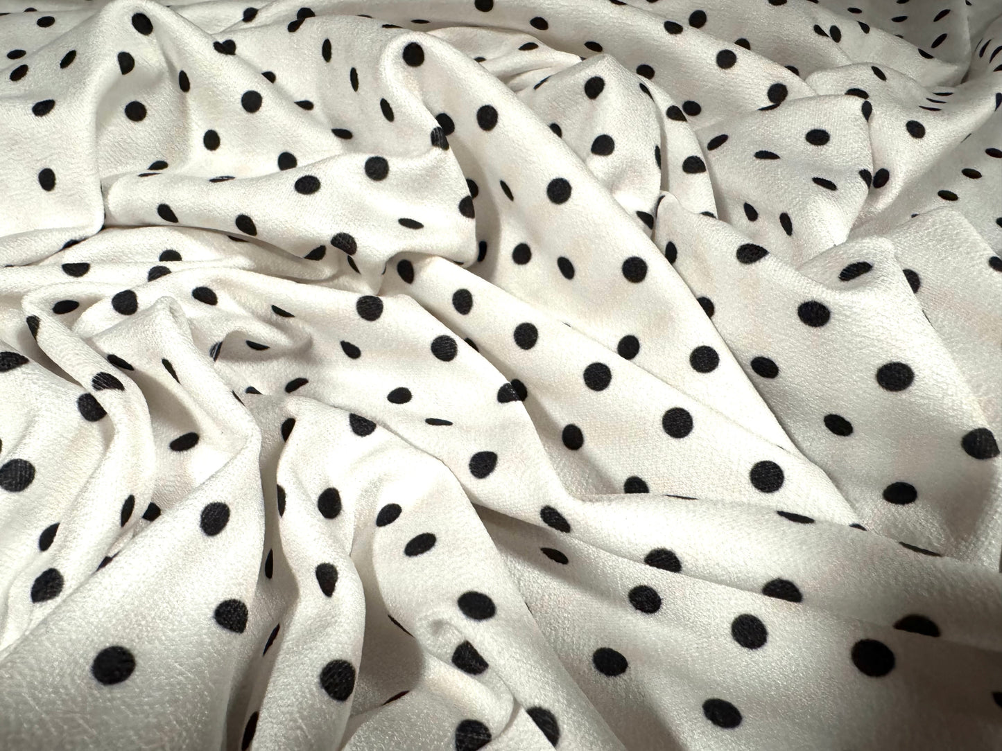 Valentino crepe stretch spandex jersey fabric - per metre - spot print - black & white