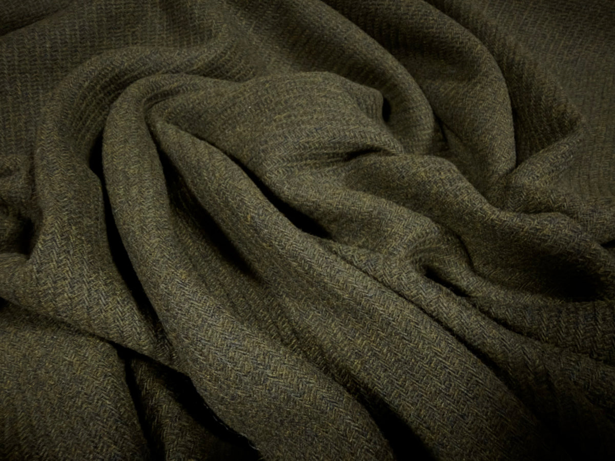 Heavyweight Cavalry Twill wool fabric, per metre - plain - olive green