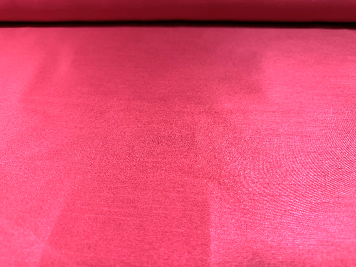 Shantung satin faux silk woven dress fabric, per metre - plain - cerise