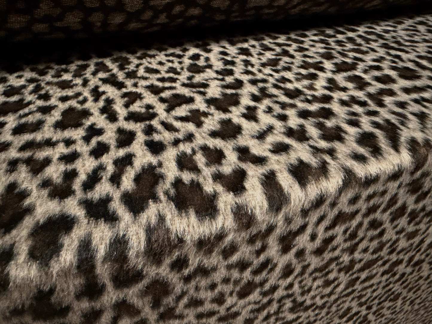 Wool faux fur fabric, per metre - leopard skin - grey & taupe
