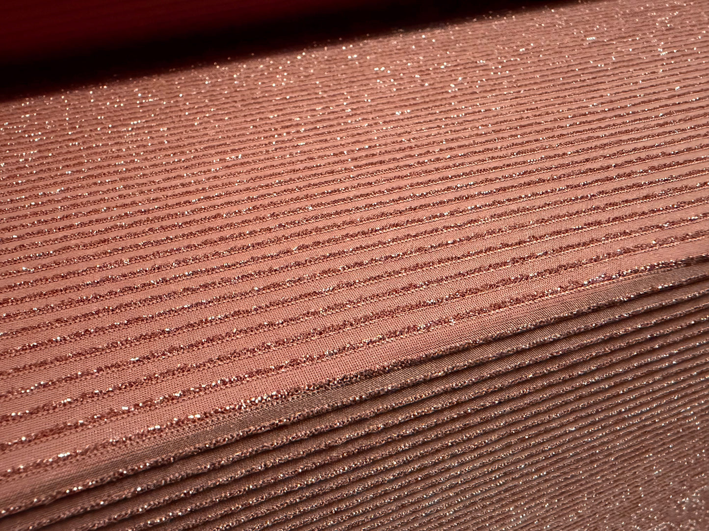 Metallic stretch jersey fabric, per metre - lurex pinstripe - dusky pink