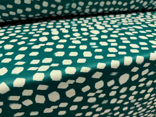Toledo double jersey fabric, per metre - abstract print - pine forest green