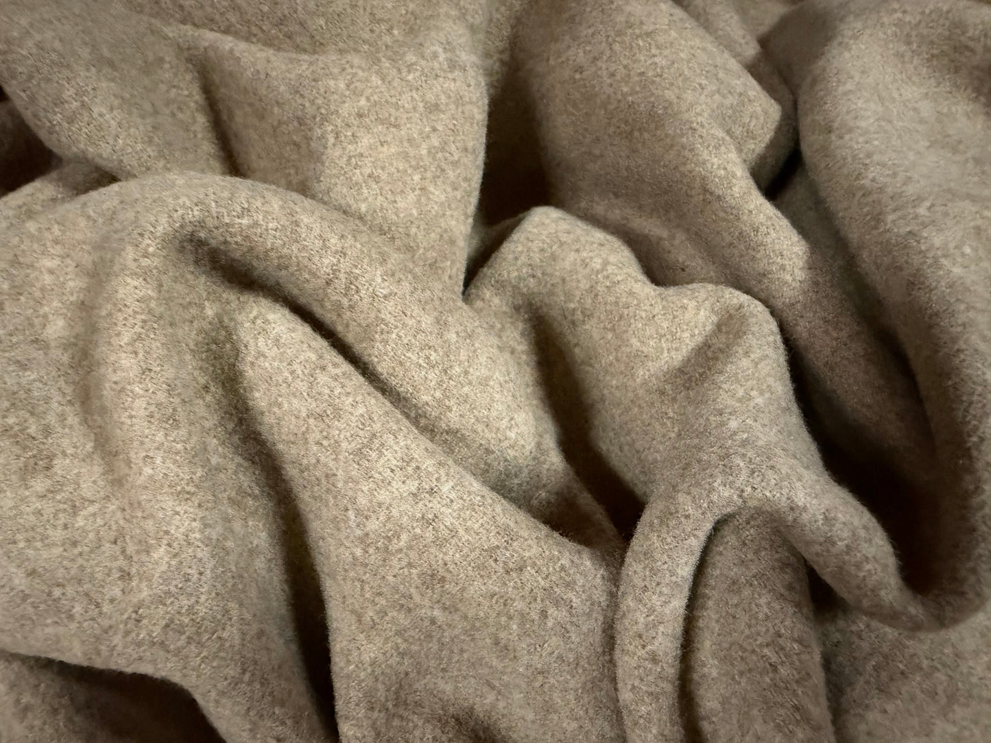 Heavyweight wool double face flannel fabric, per metre - plain - sandstone