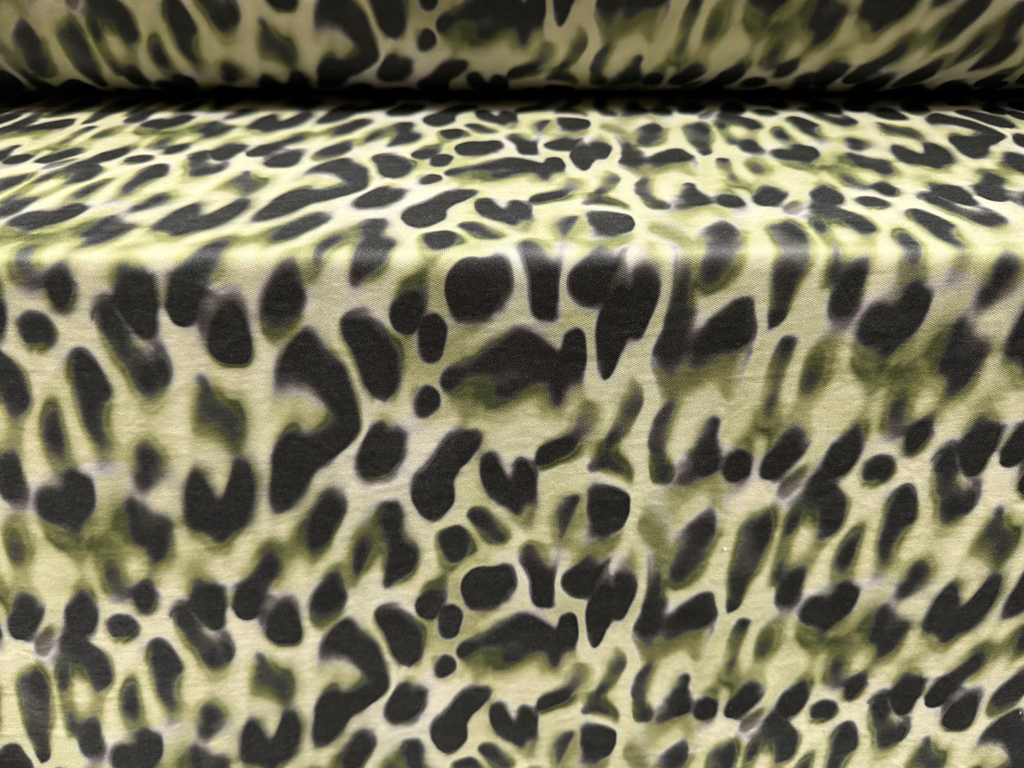Double jersey upholstery fabric, per metre - soft focus animal print - sage green