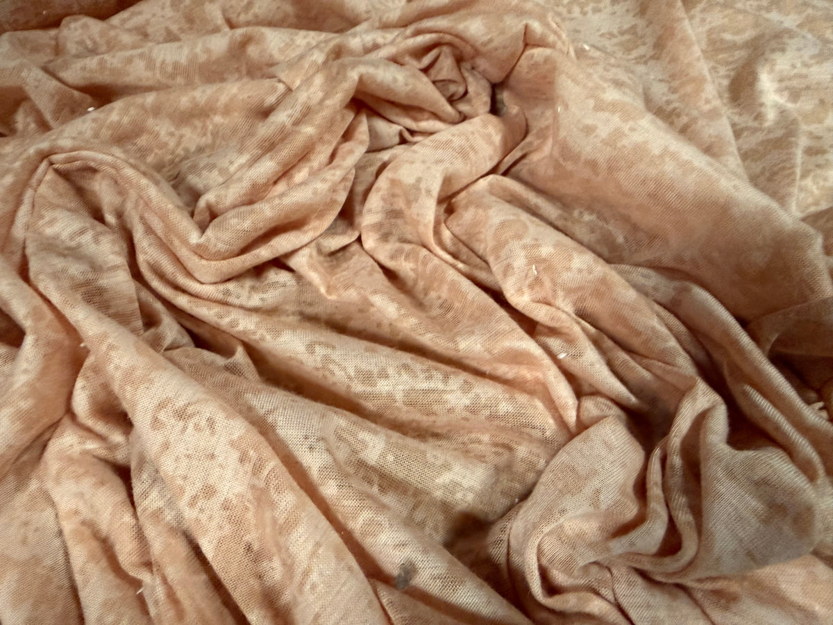 Viscose burnout single jersey fabric, per metre - pale nude pink