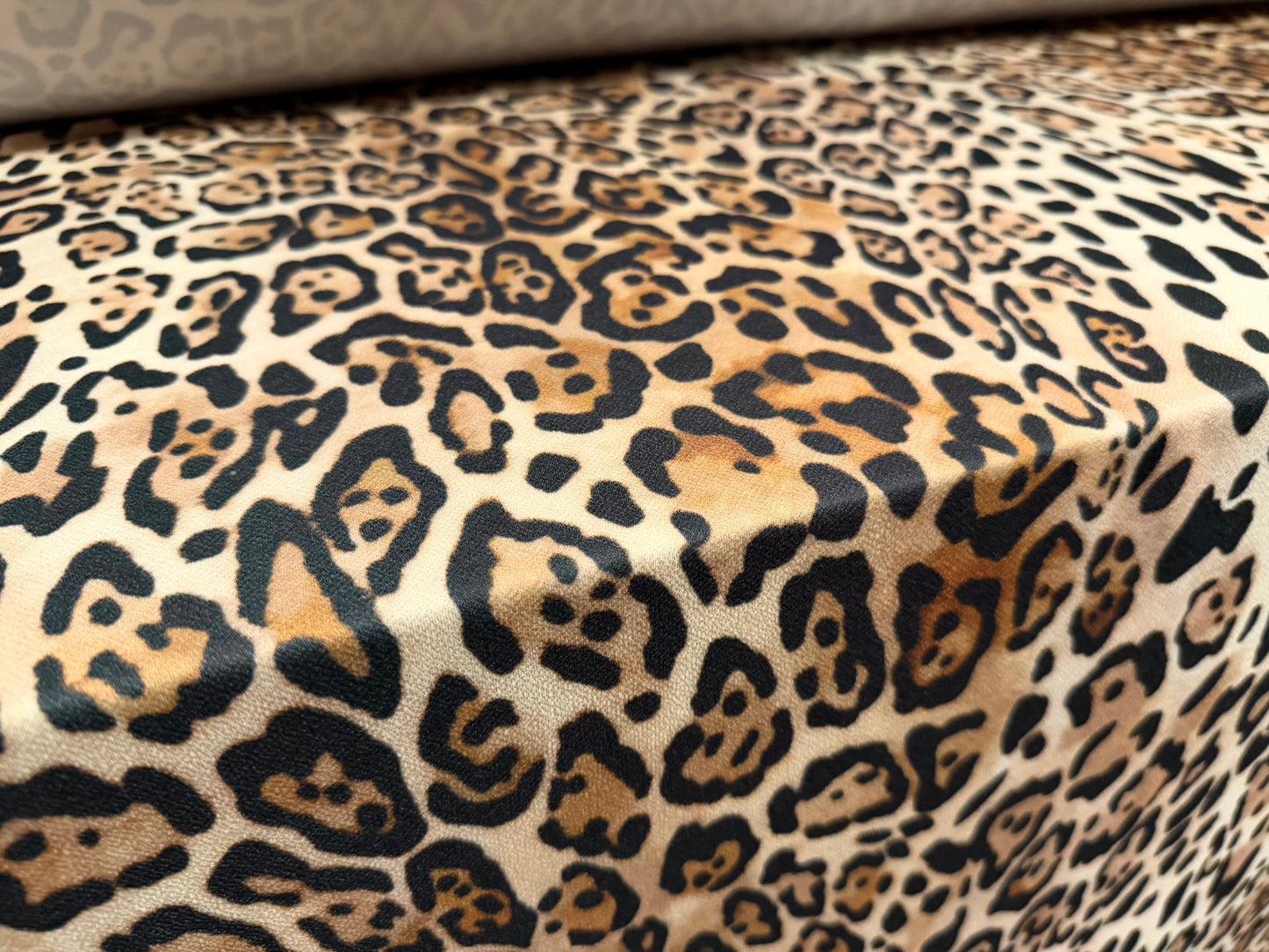 Valentino crepe stretch spandex jersey fabric, per metre - leopard print - beige & gold