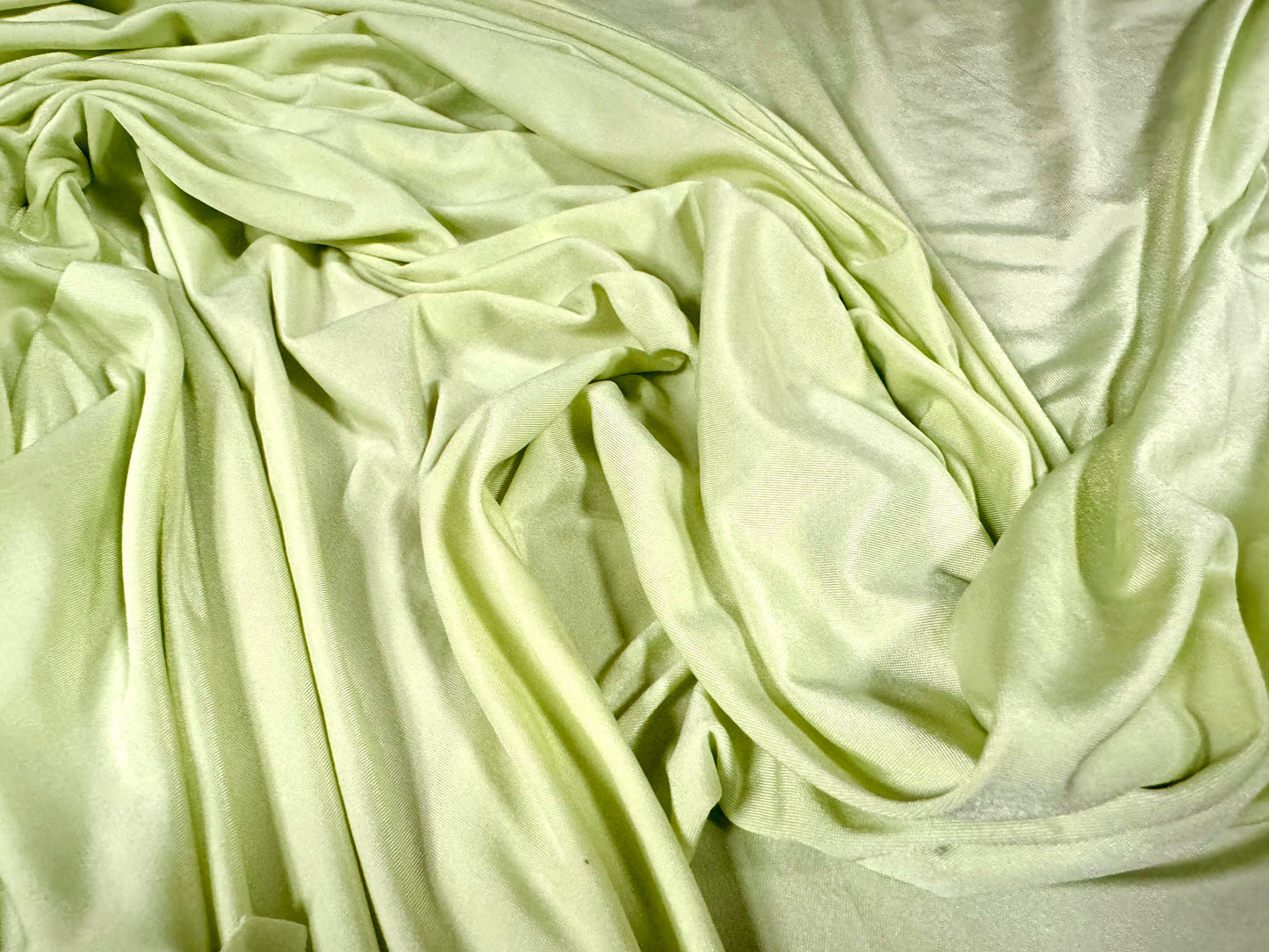 Soft touch spandex stretch jersey dress fabric, per metre - plain - pastel green