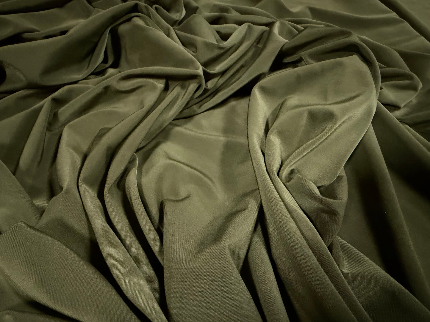 Soft touch spandex stretch jersey fabric, per metre - plain - khaki green