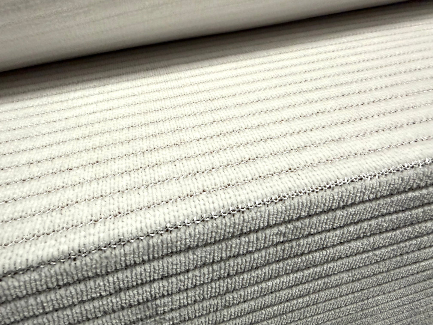 Soft velour knit fabric, per metre - stripe - white