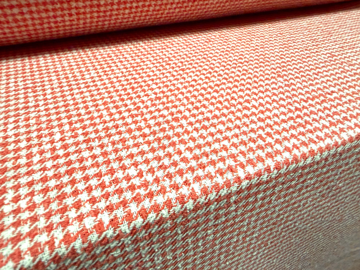 Wool bouclé fabric, per metre - dogtooth - strawberry pink & ivory