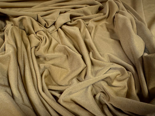 Stretch spandex ITY single jersey fabric, per metre - plain - ochre