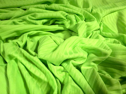 Stretch spandex rib jersey fabric, per metre - plain - bright green