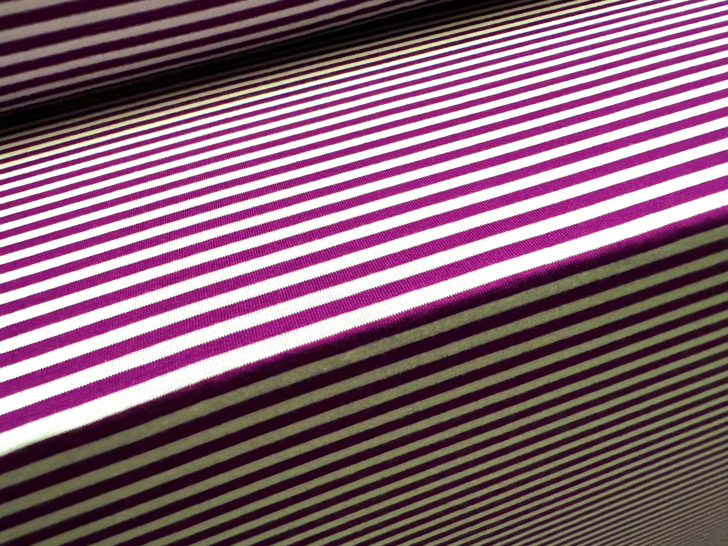 Viscose spandex stretch single jersey fabric, per metre - Breton stripe - plum & white