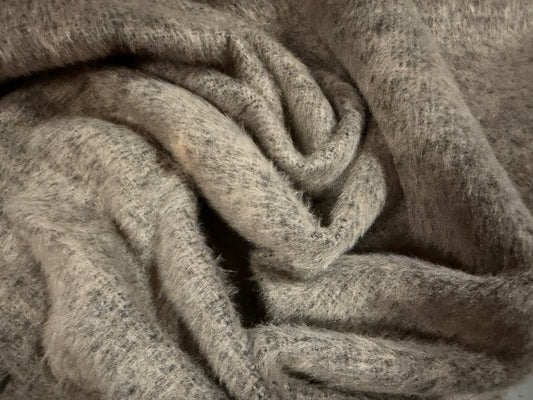 Wool faux fur fabric, per metre - melange - taupe