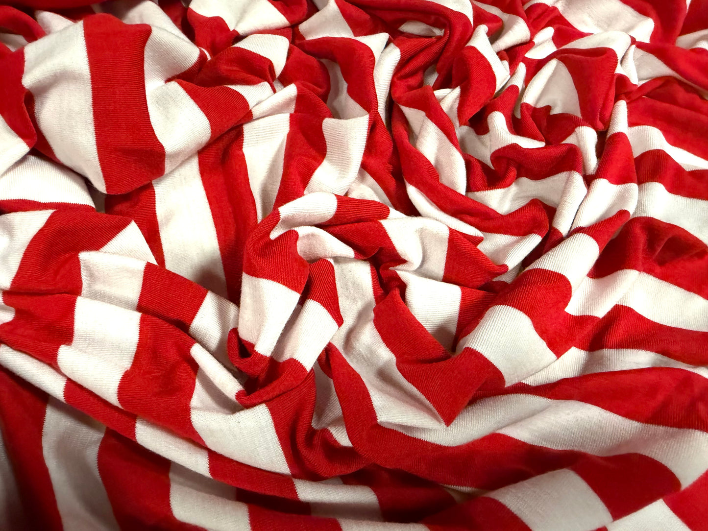 Viscose spandex stretch single jersey fabric, per metre - stripe - red & white