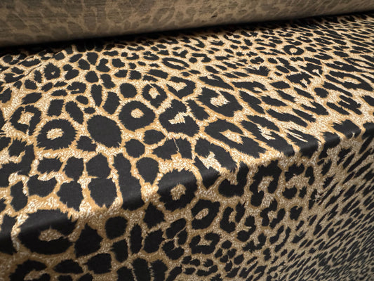Viscose spandex stretch jersey fabric, per metre - cheetah animal print - beige