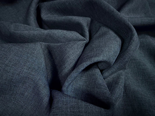 Linen look cationic woven dress trouser skirt fabric, per metre - plain - dark navy blue