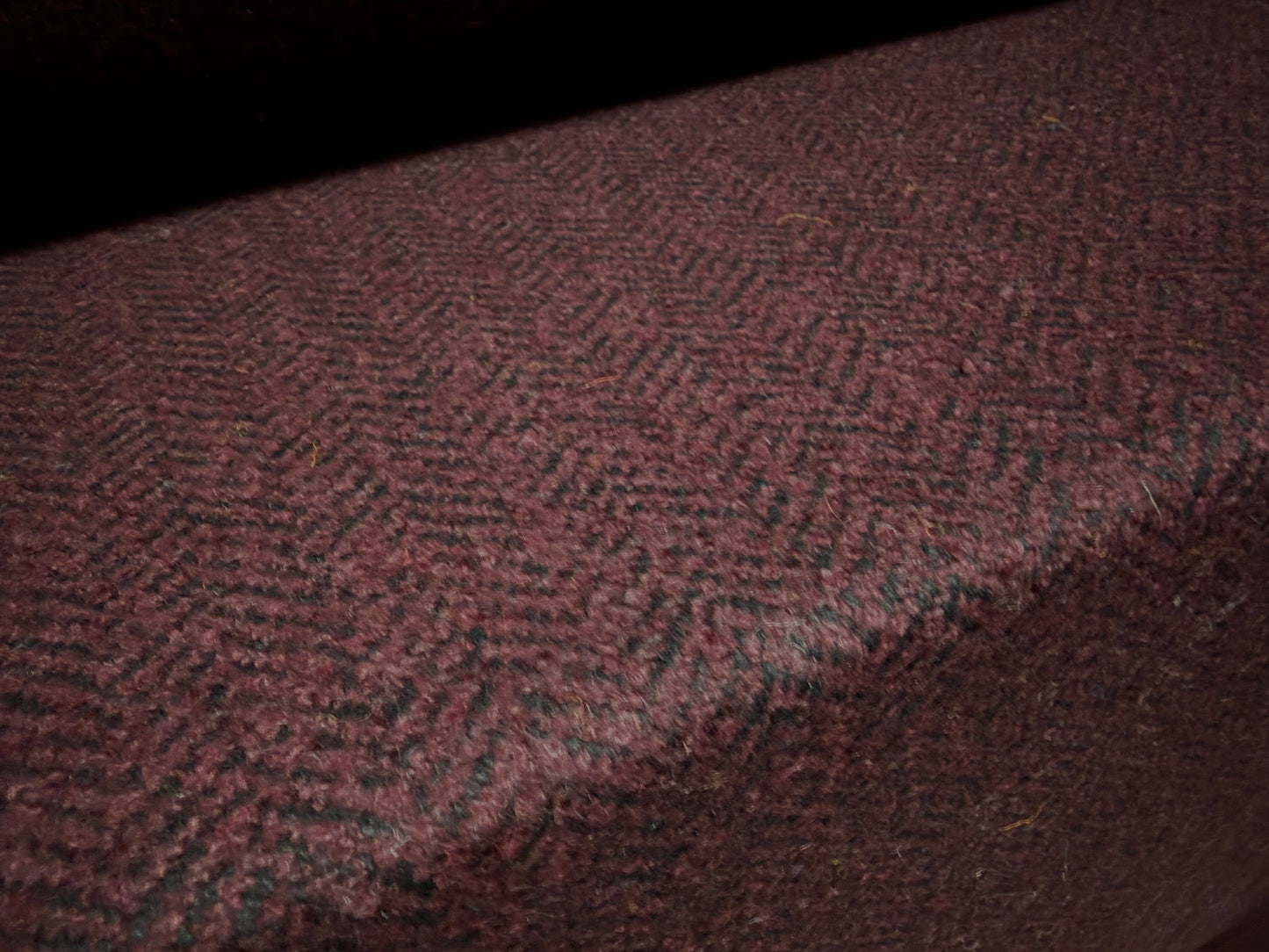Heavyweight wool flannel coat jacket fabric, per metre - herringbone - burgundy
