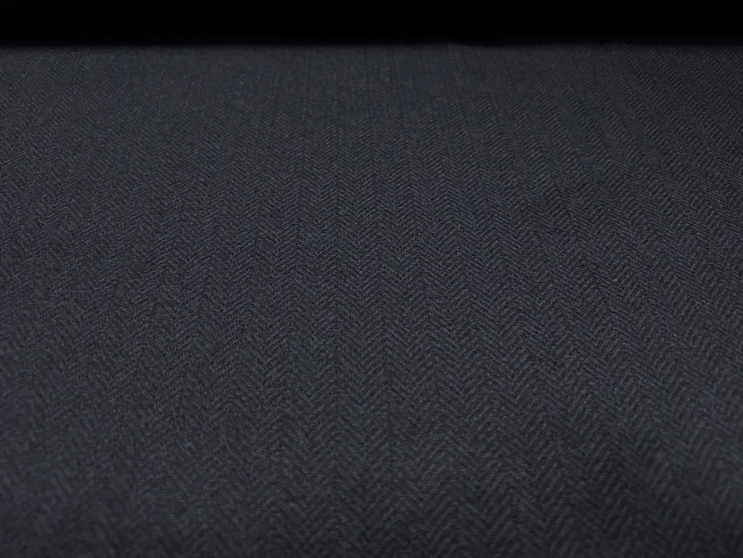 Wool blend coat jacket fabric, per metre - herringbone weave - dark navy blue