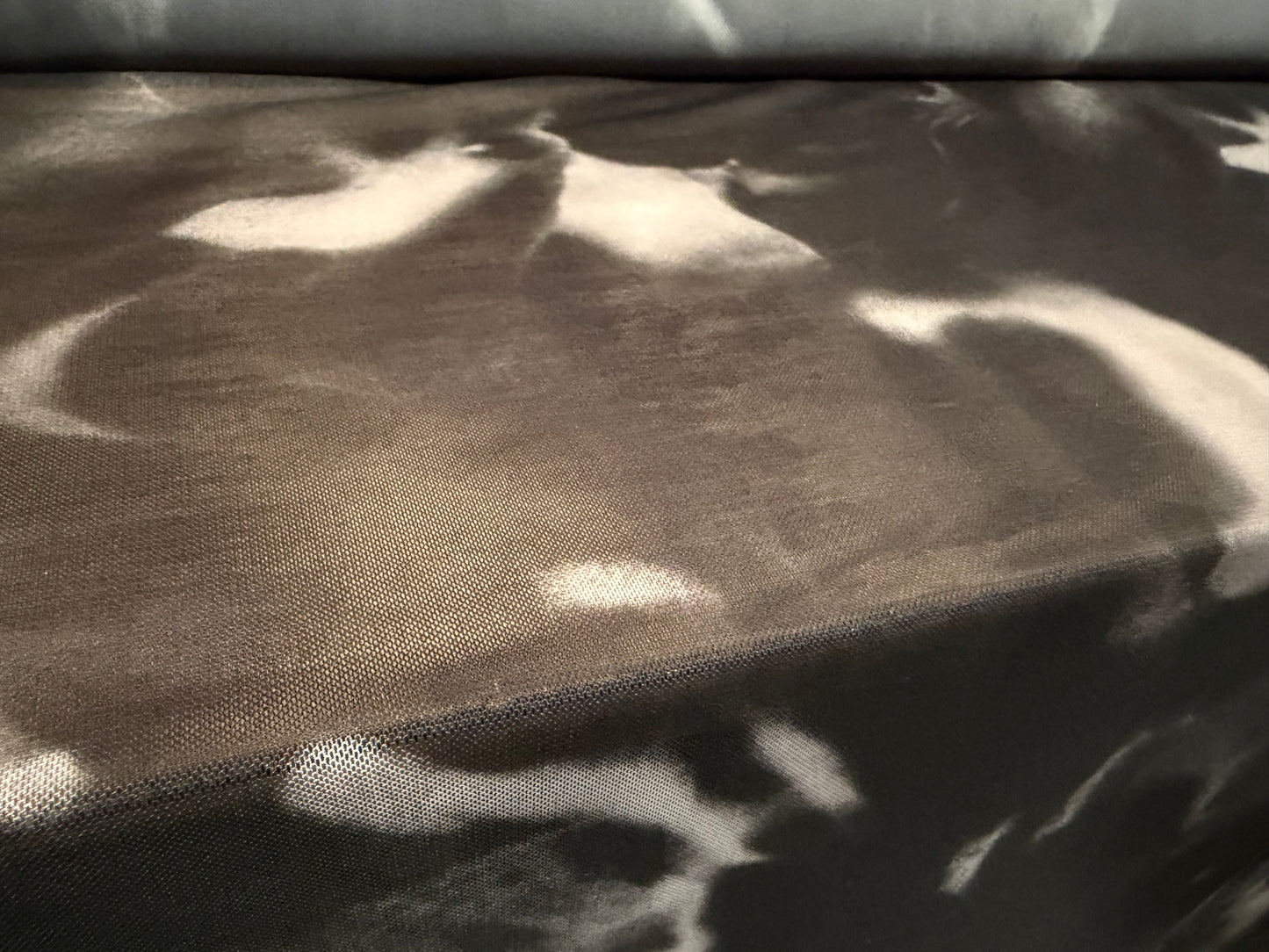 Power mesh net stretch spandex fabric, per metre - abstract print - black & grey