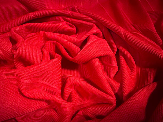 Bandage rib stretch spandex bodycon jersey fabric, per metre - plain - bright red