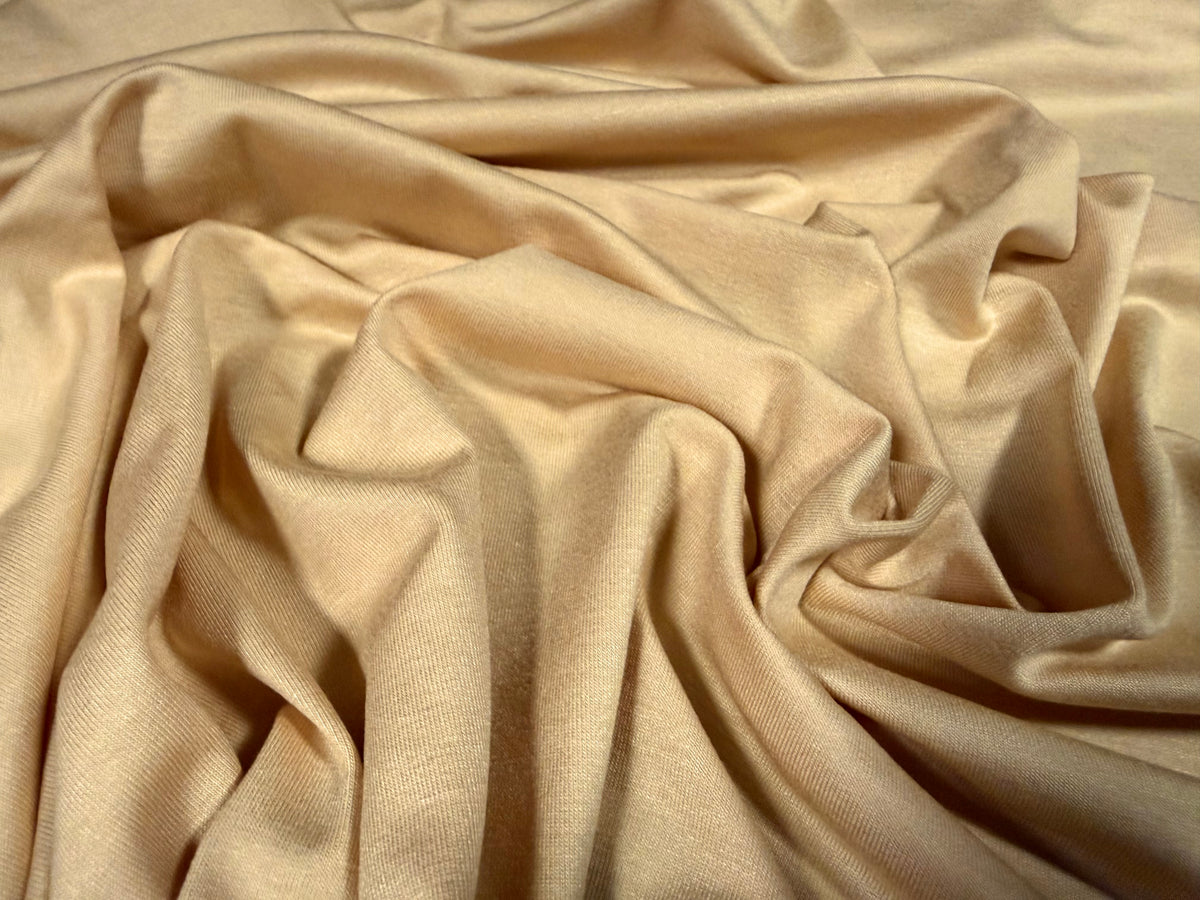 Viscose Spandex stretch single jersey fabric, per metre - plain -  peanut
