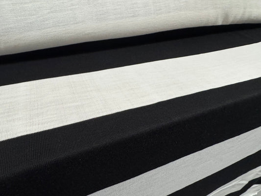 Knitwear jersey fabric, per metre - wide stripe - black & white