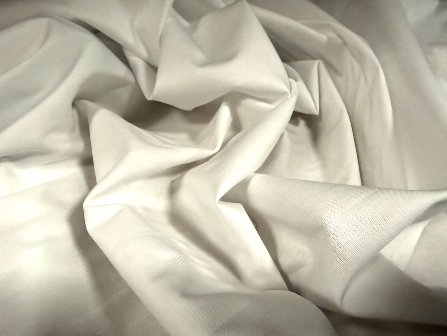 Stretch cotton poplin woven blouse shirt dress fabric, per metre - plain - white