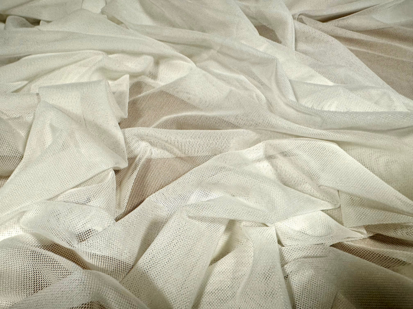 Power mesh net stretch spandex fabric, per metre - plain - cream